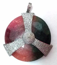 Pave Diamond Peace Charm Pendant, Size : 40mm