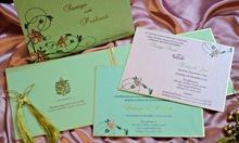 Upani green wedding invitation, Feature : Handmade