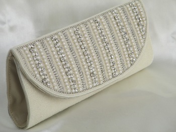 Ivory pearl evening clutch