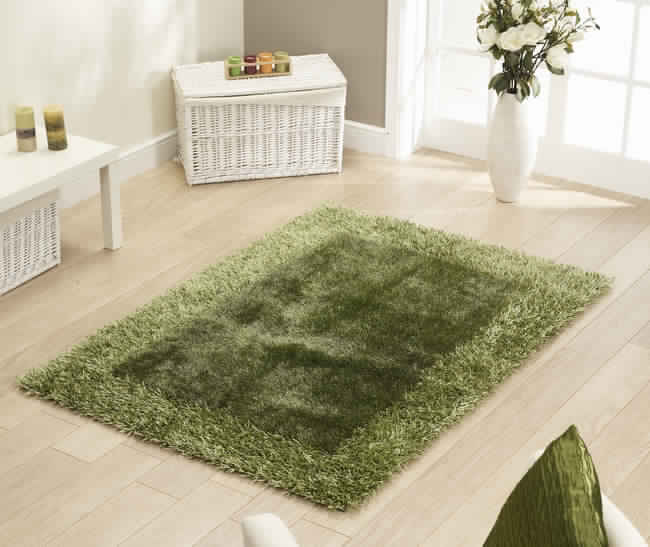 green polyester shaggy rug
