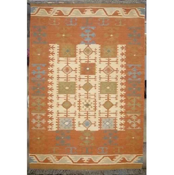 WOOL FlATWEAVE RUG, for Bedroom, Commercial, Decorative, Home, Hotel, Prayer, Style : KILIM
