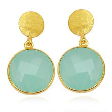 Aqua chalcedony gemstone earrings