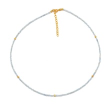 LAXMI GEMS Aquamarine silver beaded necklace, Style : Fashionable