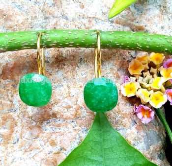 Dyed Emerald Cushion Shape gemstone earrings, Occasion : Anniversary, Engagement, Gift, Party, Wedding