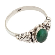 925 Silver Emerald oval rings, Gender : Children's, Unisex, Women's
