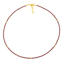 Garnet gemstone beaded necklace, Color : Brown