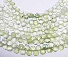 Prehnite Pear Loose Gemstone Beads, Color : Light Green
