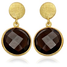 Smokey quartz gemstone earrings