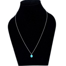 Turquoise oval gemstone silver chain necklace