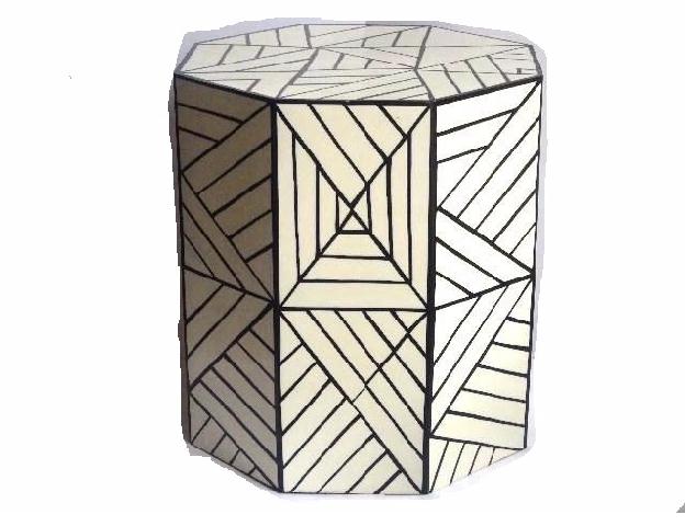 black and white Resin hexagon stool