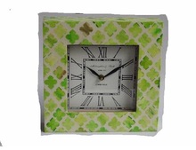 Green Bone mosaic table clock