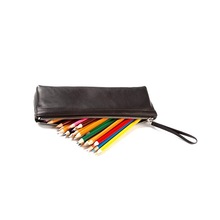 Black leather pencil pouch