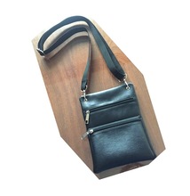 Leather travel wallet with neck strap