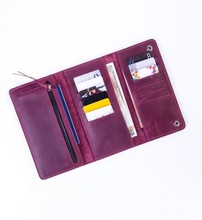 Leather Trifold Wallet For Women, Color : Burgundy