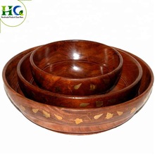 HANSH CRAFTS Indian wooden bowls, Size : 3.8 Inches Diameter
