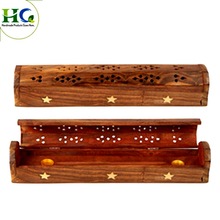 Wooden Coffin Style Brass Inlaid