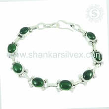 Glowing green onyx gemstone link bracelet
