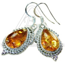 ElgantFashionJewellery amber silver earrings