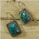 Blue Copper Turquoise 925 Silver Earring