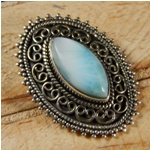 Handmade Larimar Pendant Sterling Silver Jewelry