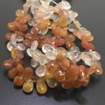 Natural Red Rutile Pear Faceted Gemstone Beads