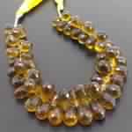 Natural Whisky Quartz Drops Faceted Beads