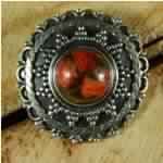 Silver Orange Copper Turquoise Pendant Jewelry