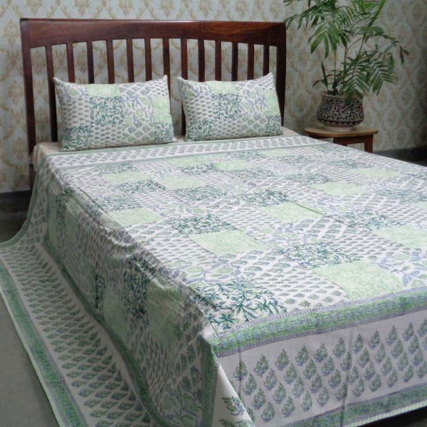 Cotton Block Printed Queen Size Bedspread