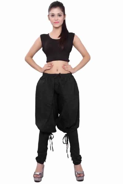 Cotton Women Solid Black Polo Trouser