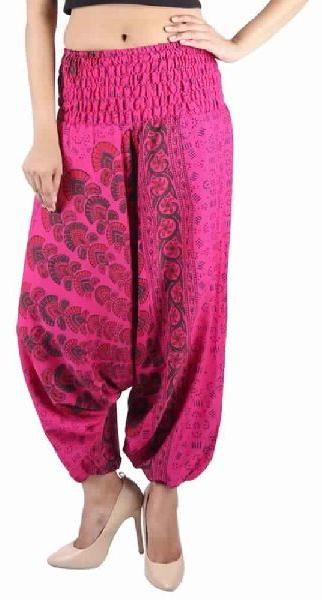 Poly Crepe Mandala Afghani Trouser Party Wear Pink Harem Trouser