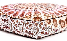 100% Cotton Mandala Square Cushion Cover, for Decorative, Seat, Floor, Dog Bed, Pets Bed, Ottoman, Pouf