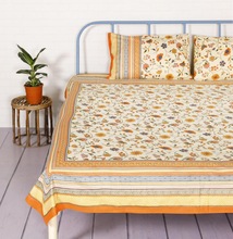 100% Cotton hippie ethnic bed sheet, for Home, Hospital, Hotel, Wedding Etc., Technics : Hand Printed