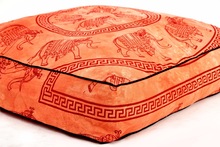 Orange Elephant Mandala Floor Pillow Cover