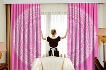 Handicraft-Palace 100% Cotton pinki Ombre Mandala Curtain, Technics : Hand Screen Printed