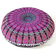 100% Cotton Round pouf cover, Pattern : Printed