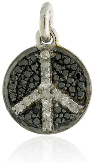 Silver Peace Sign Charm Pendant