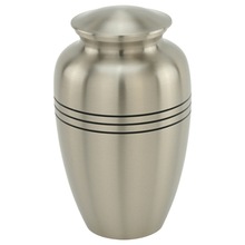 Classic Three Bands Pewter Cremation Urn, for Adult
