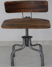 Wood Iron Metal Bar Chair