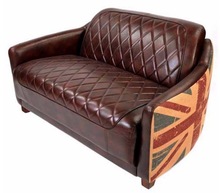 Union Jack Leather Sofa, Size : 110 x 70 x 90 cms (WDH)