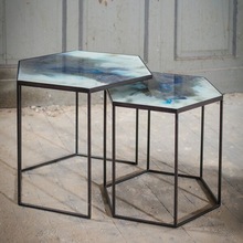 Glass antique Mirror Metal Table