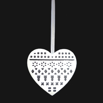 White Christmas Tree ornament metal heart shaped