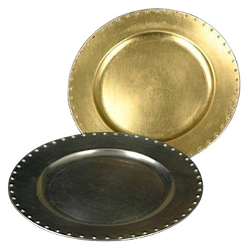 Round Metal Gold Wedding Charger Plate, Feature : Eco-Friendly, Stocked