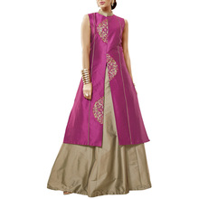 Impressive Wine and Golden Color Women Indo Western Dress