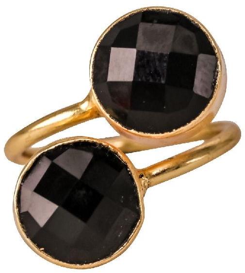 Black Onyx Gold Plated Handmade Bezel Adjustable Rings