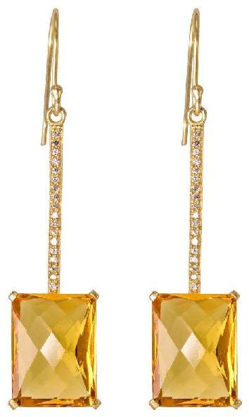 CZ Citrine Quartz Earrings