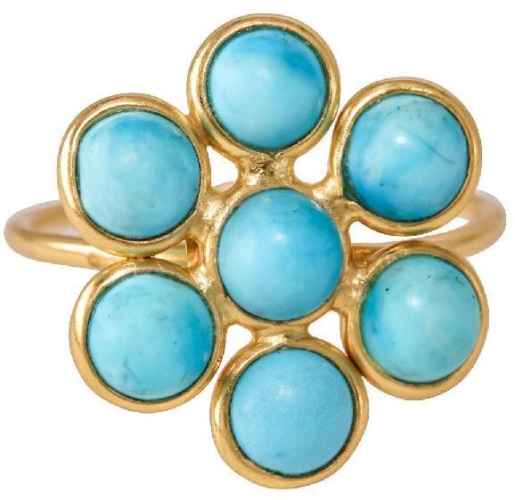 Turquoise Gold Plated Handmade Adjustable Rings