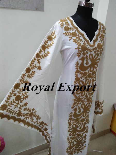 Butterfly Embroidered Dress Kaftan, Sleeve Style : Long Sleeve