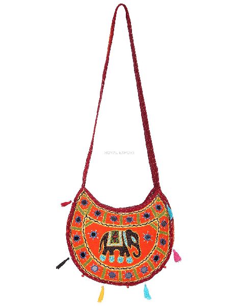 Portable Sling Elephant Embroidery Bag