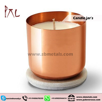 SBM Metal COPPER CANDLE GLASS JAR, for Fine Finished, Smooth Texture, Stylish Design