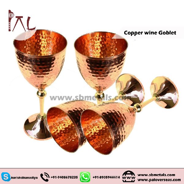 Marusthali Round Mvbs00031 Brass Wine Goblets, Size : Height 9.9 X